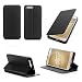 Produktbild Ultra Slim Tasche Leder Style Huawei Ascend P10 4G Dual Sim Hülle Schwarz Cover mit Stand - Zubehör Etui Huawei P10 Flip Case Schutzhülle (PU Leder, Schwarz) - XEPTIO accessoires