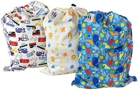 Three Little Imps Patterned Cloth Nappy Wet Bags - Set of 3 - Little Boy Themes