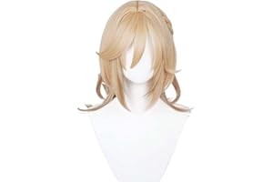 UTIEHD Anime Cosplay Perücke, Genshin Impact Perücke mit zwei Perückenkappen, Light Brown, Synthetisches Haar, Hitzebeständig, für Erwachsene, Halloween, Party & mehr