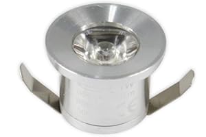 VR VETRINEINRETE Vetrineinrete® Faretto led ad incasso 1 watt mini spot punto luce tondo luce bianca 6500k calda 3000k naturale 4000k verde blu rossa driver 220v con bordo argento (Luce bianca fredda 6500k) F11