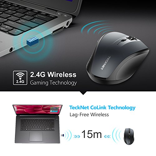 TeckNet Rat  n Inal  mbrico Classic 2 4G    ptico  6 Niveles dpi  4800 3200 2400 1600 1200 800 dpi  Wireless Mouse  6 Botones  30 Meses Duraci  n de Bater  a  Nano Receptor