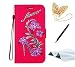 Produktbild Moto C Plus Hülle,TOUCASA® Retro 3D Muster PU Leder Hülle Wallet Hülle Folio Schutzhülle Handytasche Backcover Handy Tasche Flip Cover mit Standfunktion Karteneinschub Etui Flip Hülle im Bookstyle Hüllen Schutzhüllen für Motorla Moto C Plus + 1 x Eingabestift + 1 x Glitzer Staub Stecker-Rot