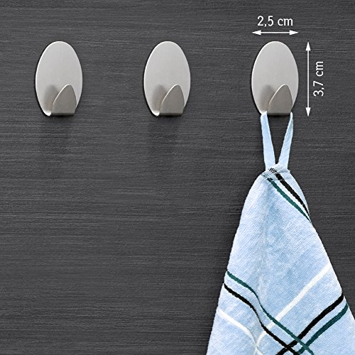 Tatkraft Krok Stark Oval Selbstklebend Handtuchhaken Bad und Küche Edelstahl 3tk - 2
