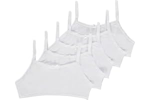 The Essentials Direct GIRLS PACK of 5 CROP TOPS FIRST BRA SOFT COTTON UNDERWEAR AGE 6-16 UK EX STORES