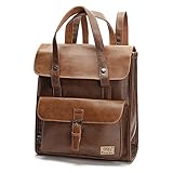 Retro PU-Leder Vintage Rucksack Wanderrucksack Hiking...