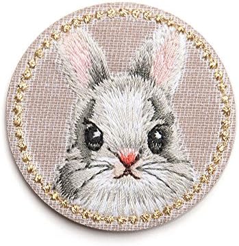 HUIXUN Cute Rabbit Patches Animals Embroidered for Clothing Iron Applique Clothes Stickers Badge DIY 1 Piece