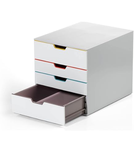 Bloc De Classement Leitz 5 Tiroirs Gris - Format A4 - Empilable - Avec étiquettes - Rangement Bureau