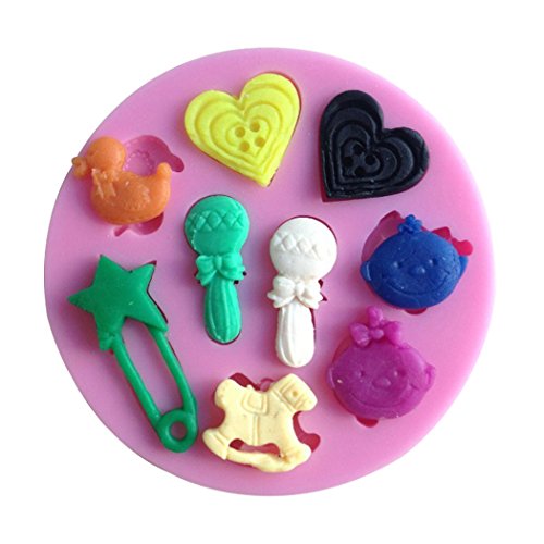 Karen Baking 2Pcs/Set Babypflege Geformt 3D Silikon-verzierender Schokoladen-Kuchen-Form-Fondant-backendes Werkzeug-Rosa - 2