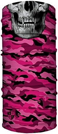 SA Face Shield Multi Function Mask Scarf Bandana Pink Military Camo Skull
