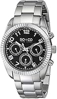 So & Co New York Madison Men's Quartz Watch with Black Dial Analogue Display and Silver Stainless Steel Bracelet 5009.1