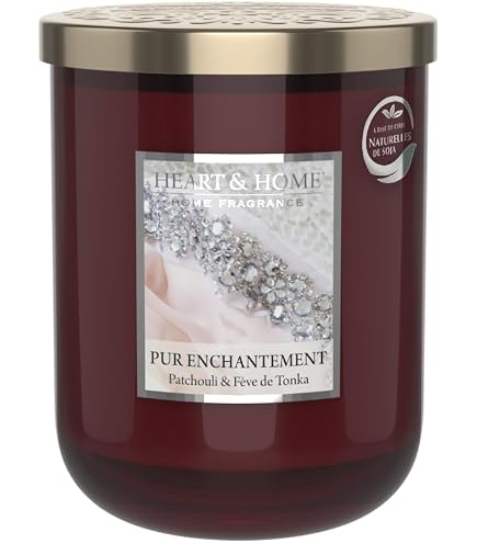 Bougie Parfumée Heart & Home Ange Gardien 340g 75h Bougie Parfumée Heart & Home - Cire De Soja Naturelle, Senteur Ange Gardien - 75h De Combustion - Pot En Verre 340g Grande Bougie