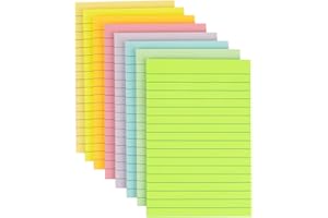 Wowivy Lined Sticky Notes 4X6 in, 8 Colors Pastel Ruled Stickies Colorful Super Sticking Power Memo Pads, Strong Adhesive, 45 Sheets/pad, 360 Sheets Total