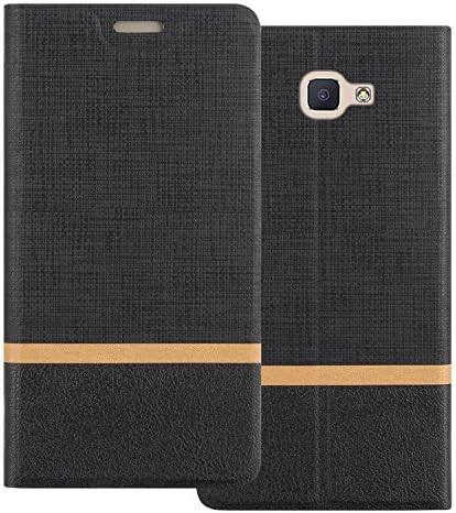 Samsung J5 Prime Case, Shanphone Color block Premium quality PU leather Flip cover with ID / Card Slot for Samsung Galaxy J5 Prime, Black
