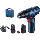 Bosch Professional GSR 120-LI Cordless Drilling Screwing Machine (12 Volt, 2 x 2.0 Ah Battery, Charger, Soft/Hard Torque: 14/30 N