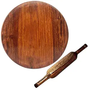 Sri Balajee Bangles Chakla Belan Wooden Handmade Kitchen Item, 13 Inches,Brown (Chapathi Maker 10 inch, 10 in)