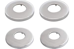 Keboyoe 4 Stück Wasserhahn Rosette Hahnrosette Rosette Verchromte Rohrabdeckung Runde Abdeckung für HeizköRperventil Duschplatte, Innendurchmesser 26 mm & 34 mm