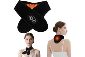 Rakuker Scaldacollo Elettrico per Cervicale, USB Termoforo Cervicale con 3 Livelli di Calore e Massaggio, Collare Cervicale Riscaldante per Alleviare Dolore Al Collo e Alle Spalle, Nero