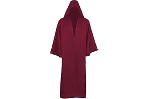 kinstell Jedi Uniforme con capucha Caballero Trajes Negro Túnica Uniforme Completo Halloween Darth con Capucha Traje Cosplay