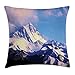 Produktbild Lake House Decor Throw Pillow Cushion Cover by, Snowy Landscape of Highest Mount Everest from North Cloud on Glacier Print, Decorative Square Accent Pillow Case, 18 X 18 inches, Blue White