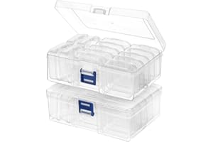 AUAUY Lot de 2 Boîte de Rangement pour Perles, 30 Pièces Petite Boîtes de Rangement en Plastique Transparent, pour Accessoires de Peinture Diamantée, Petits Objets, Vis, Autocollants, Nail Art