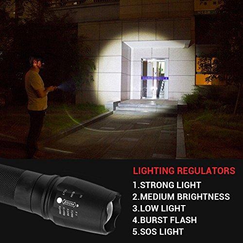 LED Taschenlampe , Ubegood Zoomable LED Light Taschenlampe [5 Modus] 2000 Lumen wasserdichte Camping Light für Outdoor, Haushalt, Büro etc - 2