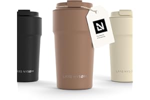LARS NYSØM Thermo Coffee Mug-to-go 500ml | Tasse de voyage 0.5 litre avec isolation | Tasse thermique étanche en acier inoxydable pour le café et le thé (Mocha Brown, 500ml)