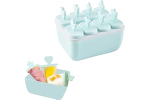 ALELYER Moules à Glaces,Moule Esquimaux,6 Cavités DIY Moules pour Glaces,Lot de Moules à Sucettes Glacées Amovibles avec Base,Moule à Glace Popsicle Réutilisable,Moule Glace pour Enfants et Adultes (Bleu)