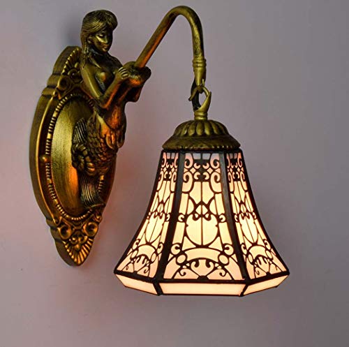 Preisvergleich Produktbild Yjmgrowing Tiffany Style Wandleuchte in handgefertigten Glasmalerei Wandleuchte Beleuchtung für Schlafzimmer Balkon Veranda Wandleuchten mit Beauty Base, E27,SingleHead