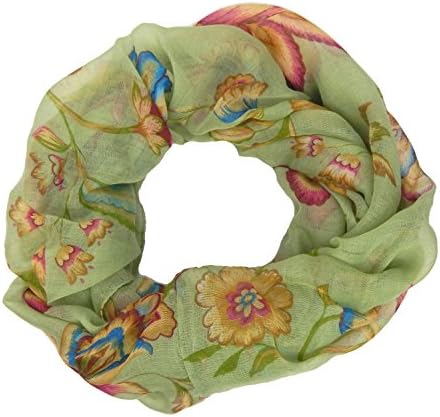 Scarf shawl snood loop tube woman by Ella Jonte flower print green colours