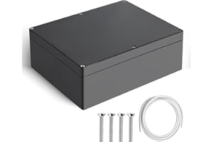Therlan Abzweigdose Schwarz Wasserdicht IP65, Elektronik Gehäuse Anschlussdose Aufputz Schwarz Verteilerdose Außen Wasserdicht, ABS Projekt Box Kunststoff Anschlusskasten Aufputzdose 263x182x95 mm