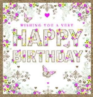 Greeting Card (NQ2086) - Female Birthday - Happy Birthday - From The Pizazz Range - Flittered Finish.