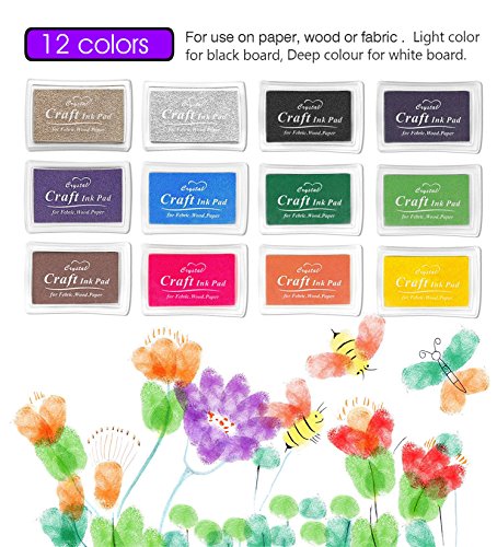 Stempelkissen Set, Aodoor Stempel Tinte fuer Papier Handwerk Stoff, Stamp Pad Fingerdruck für Scrapbook, Malerei Hochzeit Kinder Geburtstags-Gastgeschenke – 12 Farben - 4
