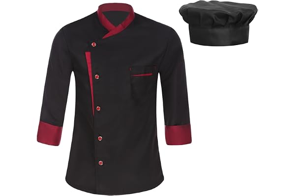 Zaldita kockkläder för män, kostym, kockjacka med kockmössa, chef uniform, restaurang, hotell, café, bagarjacka, kökskläder