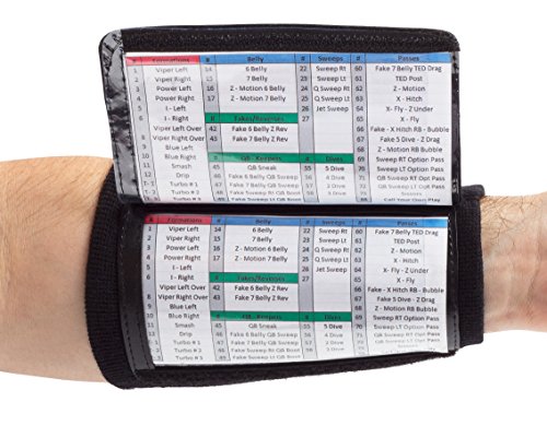 WristCoaches El Entrenador de QB muñeca - Playbook Muñequera Heavy Duty Fútbol Pulseras para los niños con Tres Compartimentos Playsheet Negro Juventud