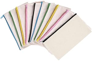 LOOPUNK DIY Bolsa de Lona con Cremallera,artículos de sublimación para Bolsa de cosméticos, Estuche de lápices, artículos de tocador de Viaje, multifunción, 10 Piezas, 21 x 12 cm(Cremallera de Color)