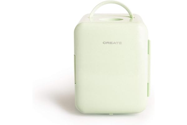 CREATE / FRIDGE MINI BOX/Mini réfrigérateur rétro cool et chaud Vert Pastel/Fonction chaud/froid, design rétro, portable, ouverture 220º, 4L, 48W