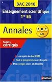 Image de Enseignement scientifique 1e ES : Sujets corrigés