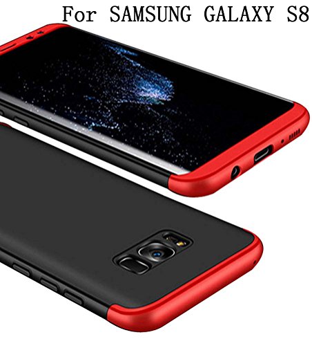 Samsung Galaxy S8 Coque 360 Protection PC 3 en 1 Full Cover Adamark Housse Integrale Bumper Etui Case Accessoires Ultra Fin Et Discret Pour Samsung Galaxy S8 (Sans protecteur de film en verre trempé) (Noir Rouge)