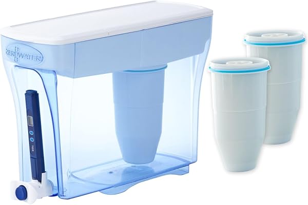 ZeroWater Kit de filtration d'eau 5,4 l avec 3 cartouches filtrantes et appareil de mesure de la qualité de l'eau, sans BPA, certifié NSF, idéal pour réduire le calcaire, le plomb et d'autres métaux