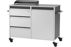 ‎SCHICKLING Grilltisch Big Buddy Outdoor Beistellwagen aus Edelstahl mit großer Arbeitsfläche 117x55cm, Grillschrank, Schubladen mit Einsatz, Lenkrollen – Made in Germany: Ergonomische Arbeitshöhe 95cm