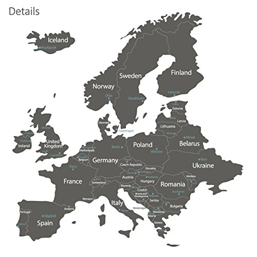 Decowall DLT-1609G Moderne Graue Weltkarte Wandsticker Wandaufkleber Wandtattoo Kinderzimmer (Extra Groß) - 4