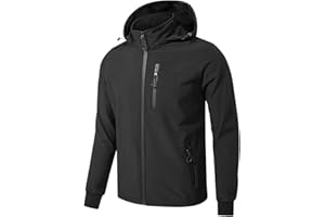 TONY BACKER Giacca Jacket Uomo In Softshell Impermeabile Antivento con Cappuccio Giubbotto Caldo Per Trekking Casual 6860