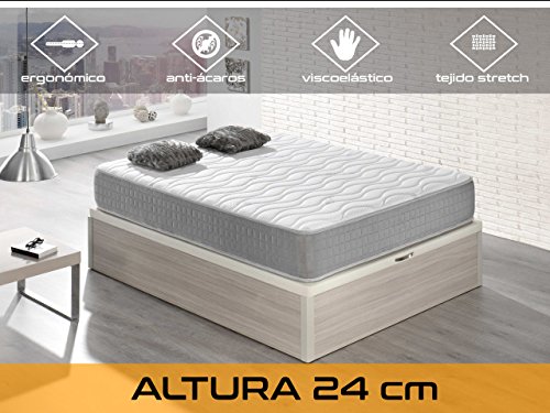 Dormi Premium Silver 24 - Colchón Viscoelástico, 90 x 190 x 24 cm, Algodón/Poliuretano, Blanco/Gris, Individual