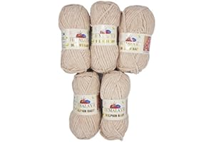 ILKADIM EXPORT 5 x 100 Gramm Himalaya Dolphin Strickwolle, Babywolle einfarbig, 500 Gramm Wolle Strickgarn Super Bulky (hell beige 80342)