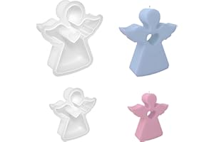 DAKLUNAR 2 stampi in silicone a forma di angelo – stampi per candele a forma di angelo per innaffiare, in silicone per candele fai da te, sapone, gesso, artigianato