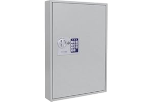 Rottner Large High Security 100-Key Storage Cabinet Wall Mounted with Electronic Lock Suitable for 100 Key Hooks/Tags Included Grey