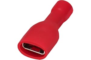 Heschen Terminale femmina a sgancio rapido in vinile completamente isolato, 6,3 x 0,8 mm, per cavi da 0,5-1,5 mm² (22-16 AWG), rosso, confezione da 100