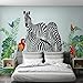 Produktbild NXMRN Handmalerei Farbe Regenwald Tropische Pflanze Tapete Für Wohnzimmer Schlafzimmer 3D Floral Wall Paper Murals Zebra Benutzerdefinierte 260Cmx180Cm