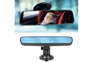 OUTIGU Safety Car Seat Mirror for Rear Facing Infant, Universal Car Truck Interior Rear View Mirror Adjustable White backseat Mirror ANTI GLARE Suction Cup, Baby Mirror for Car (Width 24.8cm/9.76in)