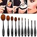 Neverland 10 Pcs Tooth Brush Shape Oval Makeup Brushes Foundation Contour Powder Eyebrow Blush Eyeshadow Brush Set